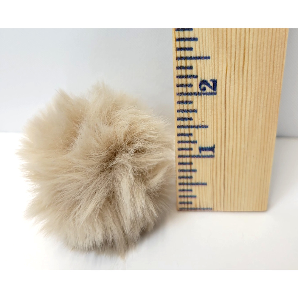 Beige Faux Fur Pom Pom Keychain Fluffy Puff Key Ring Bag Charm Accessory Soft - Picture 8 of 9